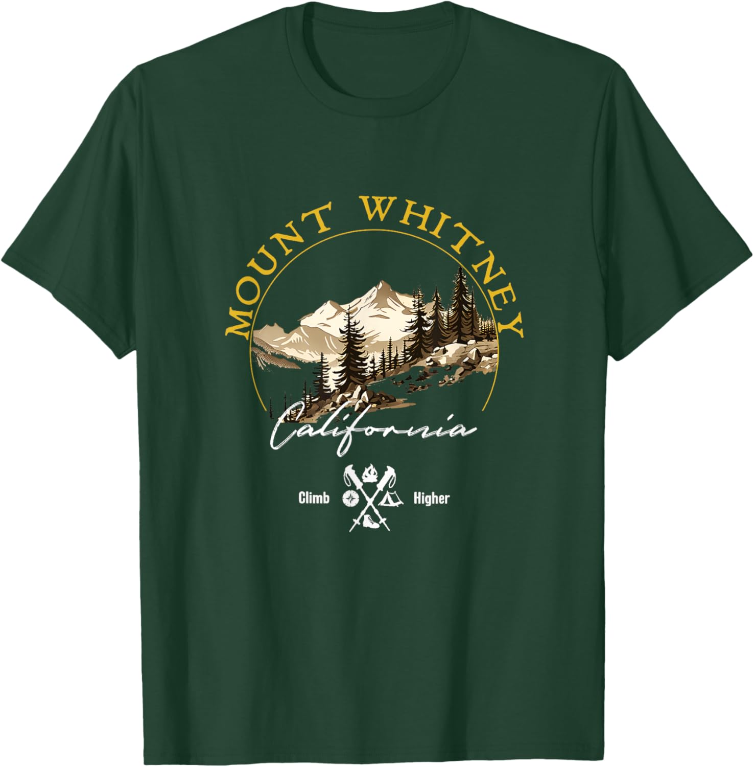 Mount Whitney Retro Vintage Apparel - Mount Whitney Souvenir T-Shirt - T-Shirt | Forest