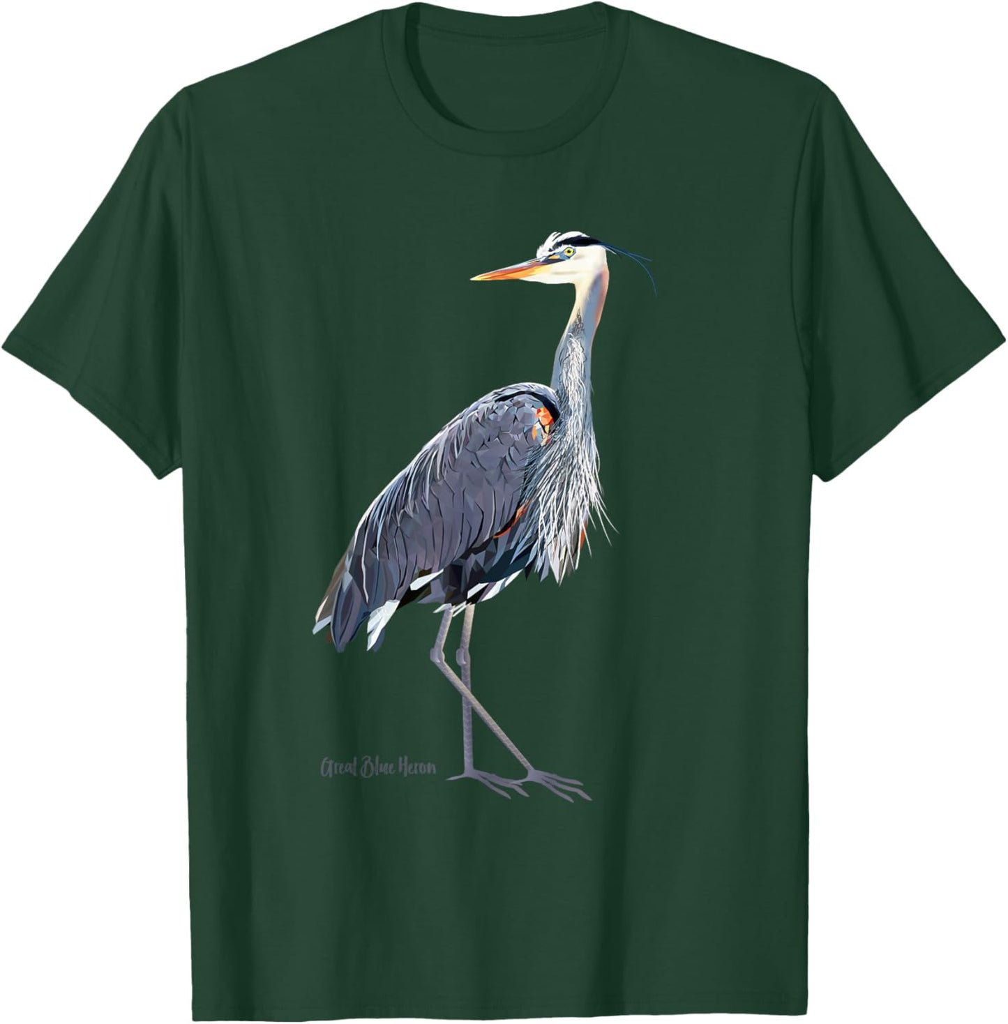Heron Art Birder Shirt Wildlife Bird Watching T-Shirt - T-Shirt | Forest