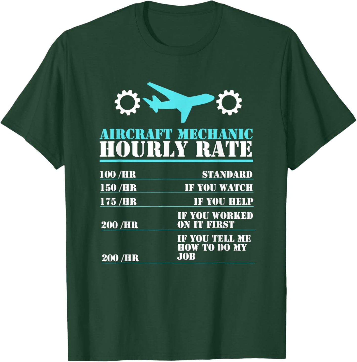 Aircraft Mechanic Hourly Rate Airframe Powerplant Technician T-Shirt - T-Shirt | Forest
