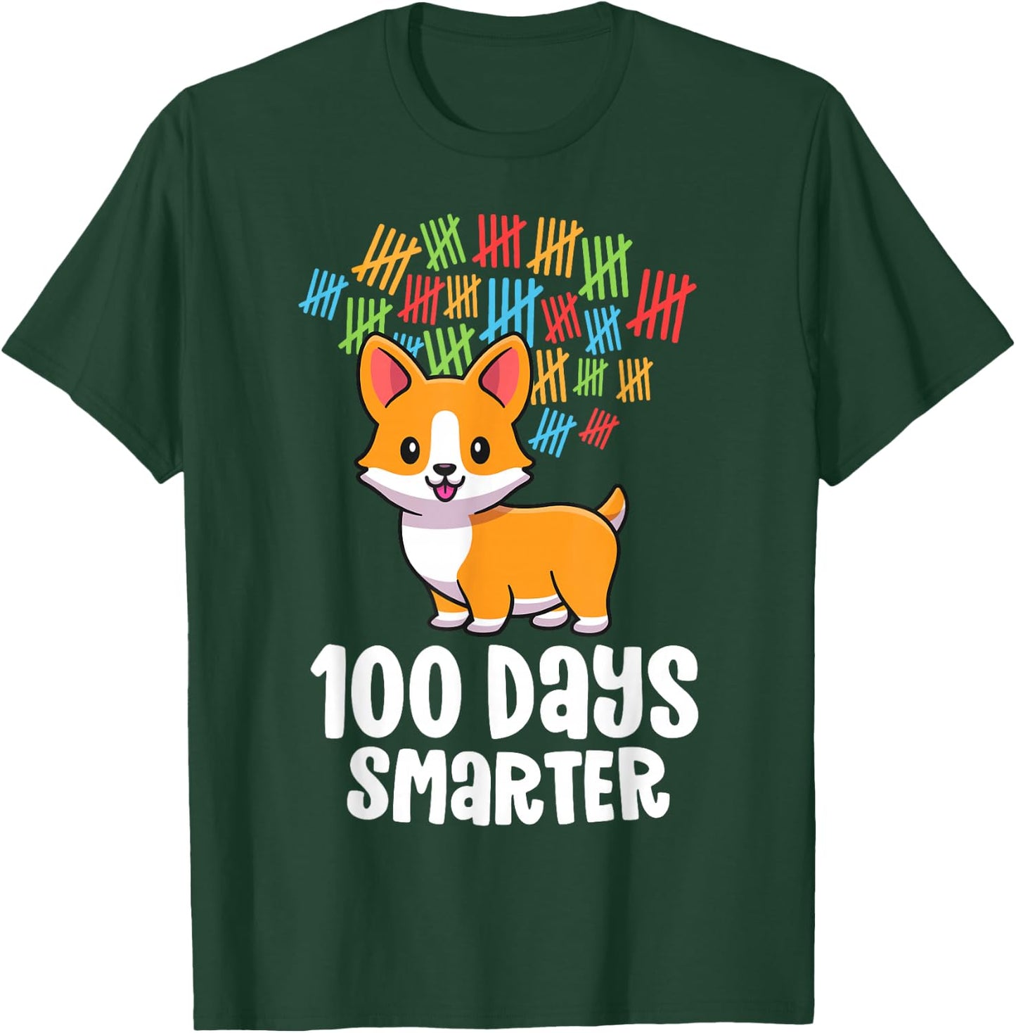 100 Days School Shirt for Girls Children Smart Corgi T-Shirt - T-Shirt | Forest