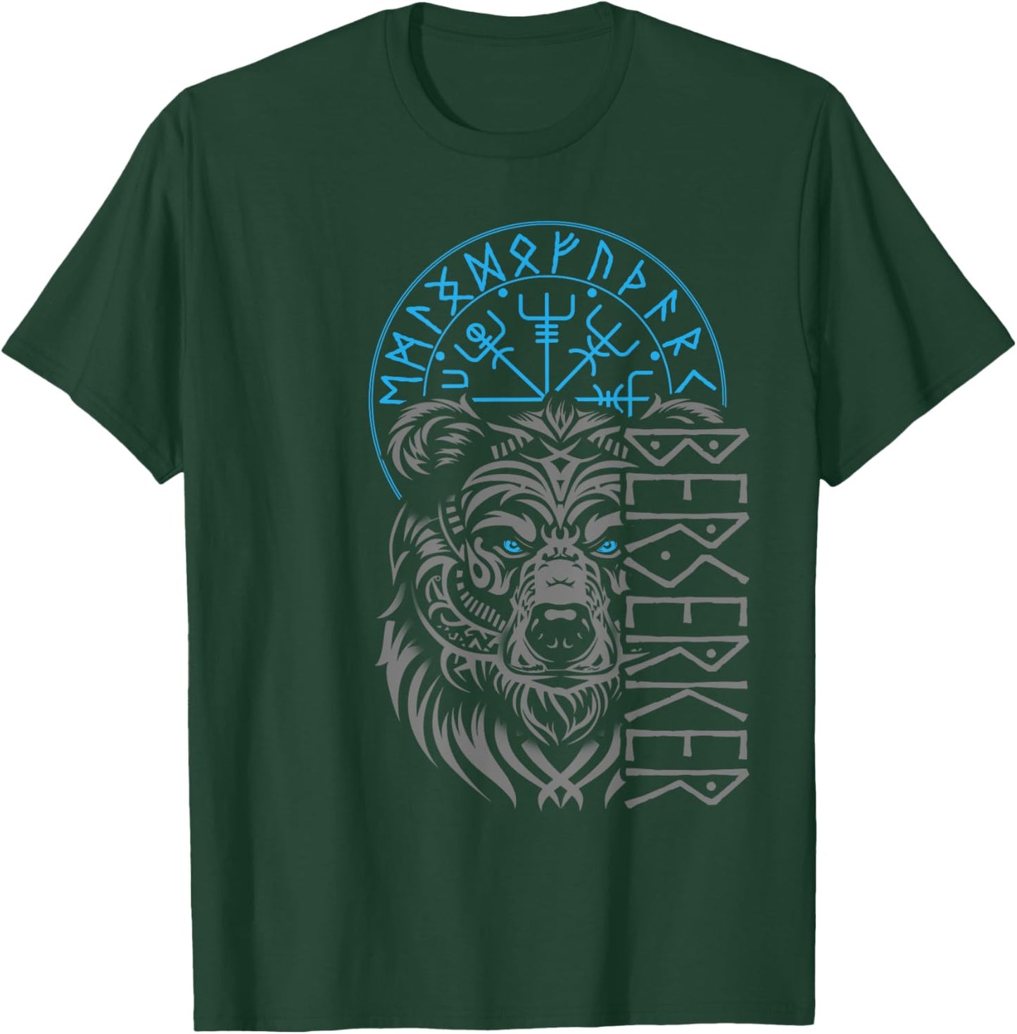Berserker & Viking Compass - Norse Bear Design T-Shirt - T-Shirt | Forest