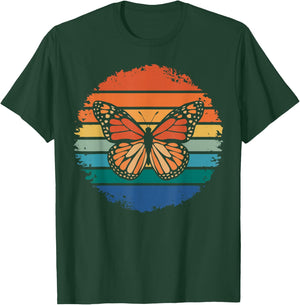 Cute Butterflies Animal Lover Retro Vintage Monarch Butterfly , Women, Kids - Black, Small, Short Sleeve T-Shirt - T-Shirt | Forest