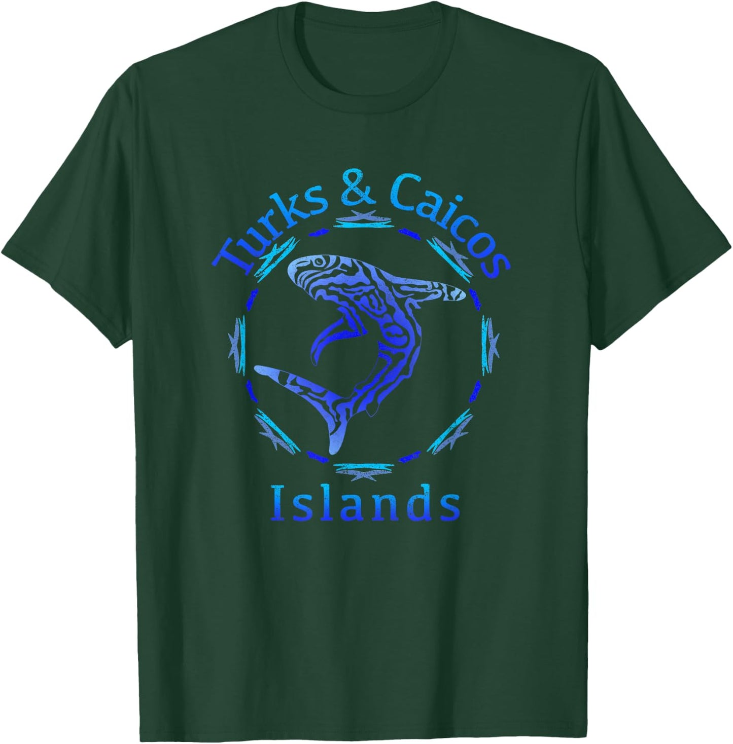 Turks & Caicos Islands / Vintage Shark Gift T-Shirt - T-Shirt | Forest