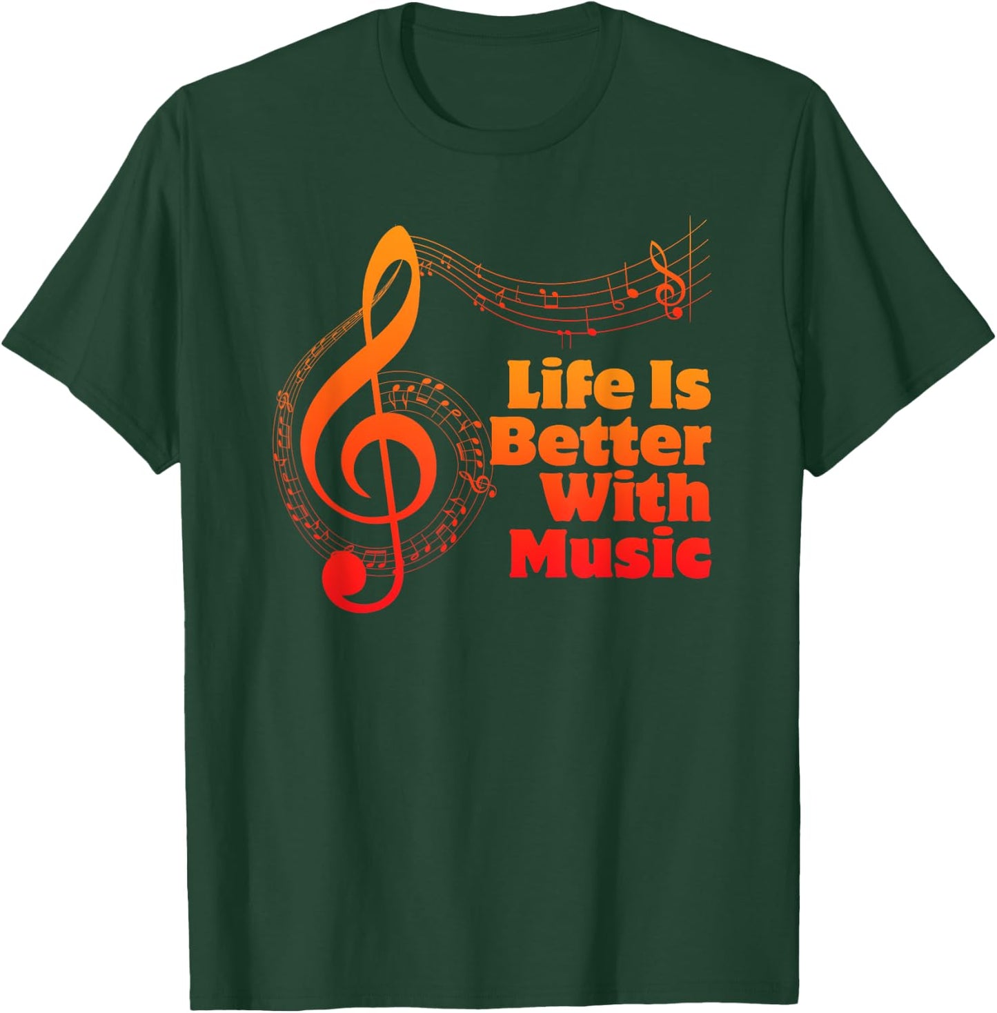 Life is Better with Music Theory Musician Teacher Notes Clef T-Shirt - T-Shirt | Forest