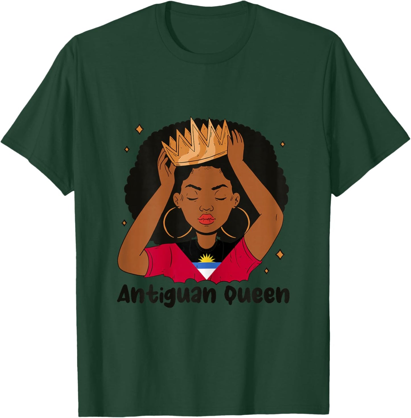 Antigua Barbuda Heritage Gift Women's Grey X-Small Classic Fit Graphic Solid Modern T-Shirt - T-Shirt | Forest