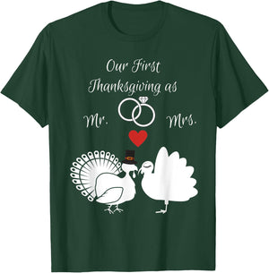 Our First Thanksgiving Married as Mr & Mrs Couples Matching T-Shirt - T-Shirt | Forest