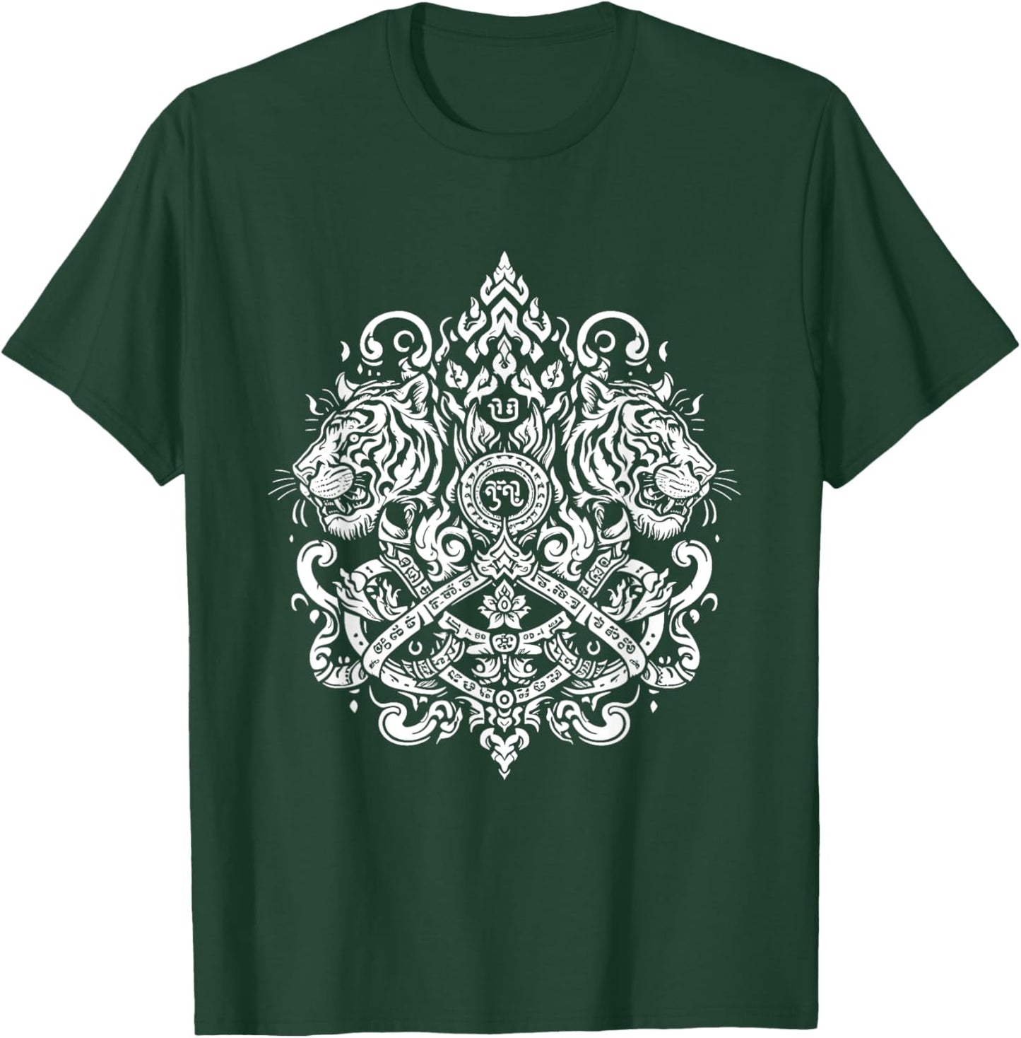 Sak Yant Muay Thai MMA Tattoo Twin Tiger Martial Art Boxing T-Shirt - T-Shirt | Forest