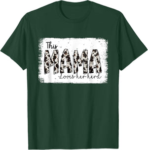 Bleached This Mama Loves Her Herd Mother's Day Cow Pattern T-Shirt - T-Shirt | Forest