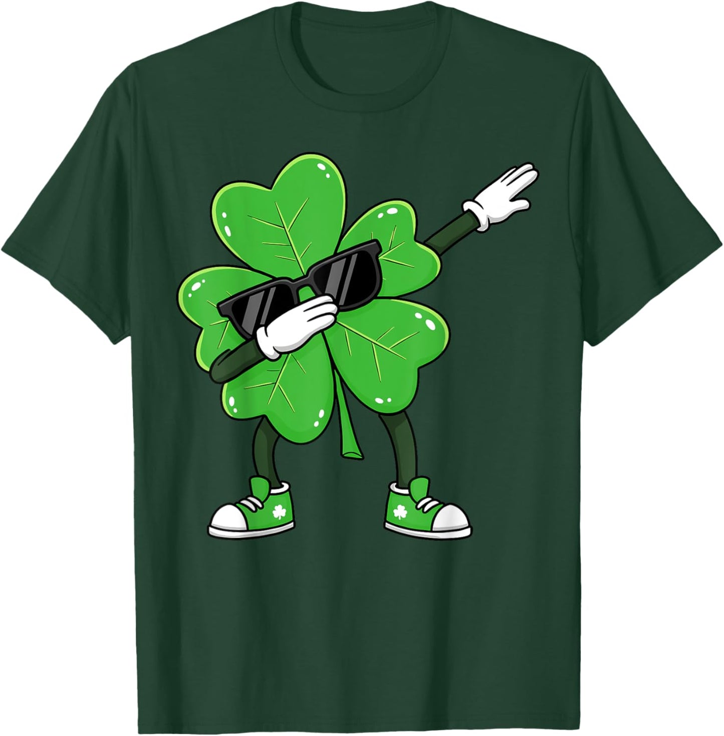 Dabbing Shamrock St Patricks Day Funny Boys Girls Kids Dab T-Shirt - T-Shirt | Forest