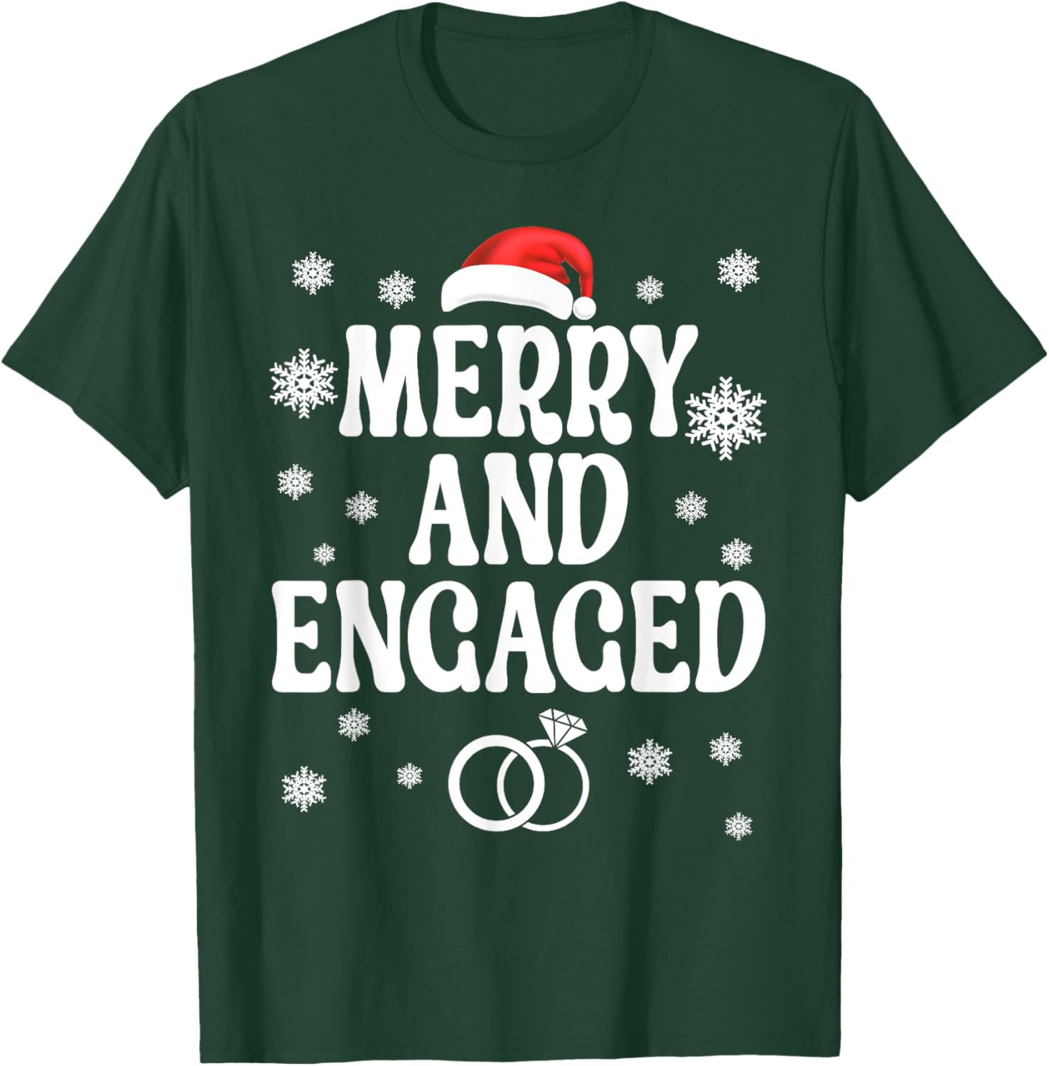 Merry and Engaged Couple Christmas Matching Pajama PJ T-Shirt - T-Shirt | Forest