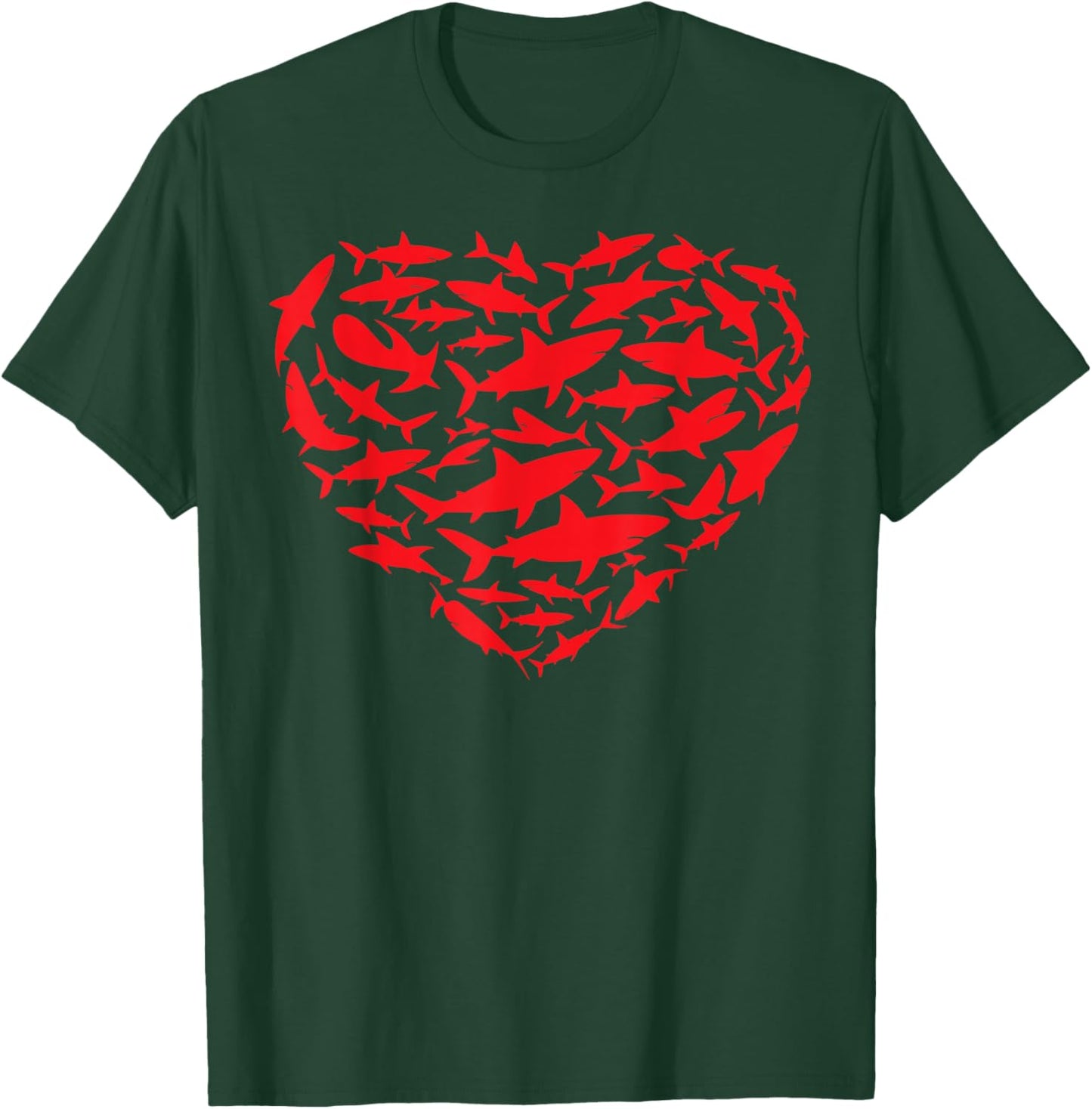 Valentine Sharks Heart Sea Animal Lover Ocean Wildlife T-Shirt - T-Shirt | Forest