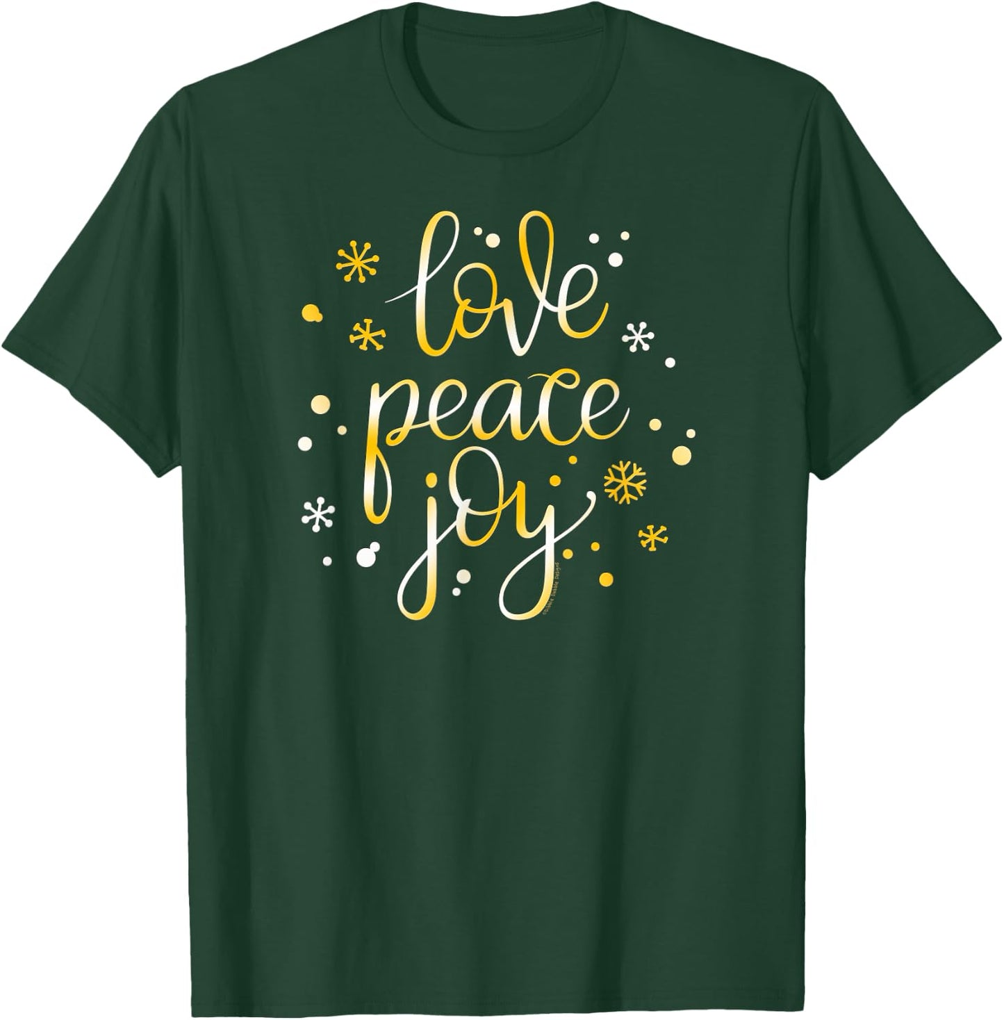 Pretty Holiday Love Peace and Joy Christmas T-Shirt - T-Shirt | Forest