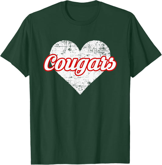 Hazleton Area Cougars Over Heart T-Shirt - T-Shirt | Forest