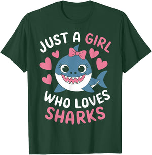Just a Girl Who Loves Sharks Cute Ocean Animal Lover T-Shirt - T-Shirt | Forest
