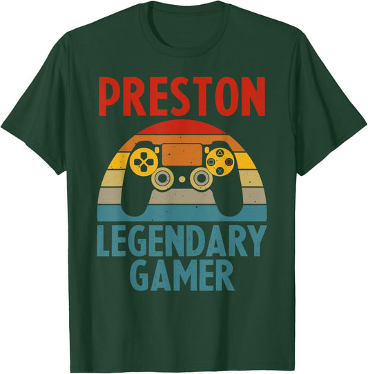 PRESTON Gift Name Personalized Funny Gaming Geek Birthday T-Shirt - T-Shirt | Forest