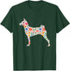 Miller Sye Basenji Dog Watercolor Flowers - Black, Small, -Adults, Short Sleeve, Classic Fit T-Shirt - T-Shirt | Forest