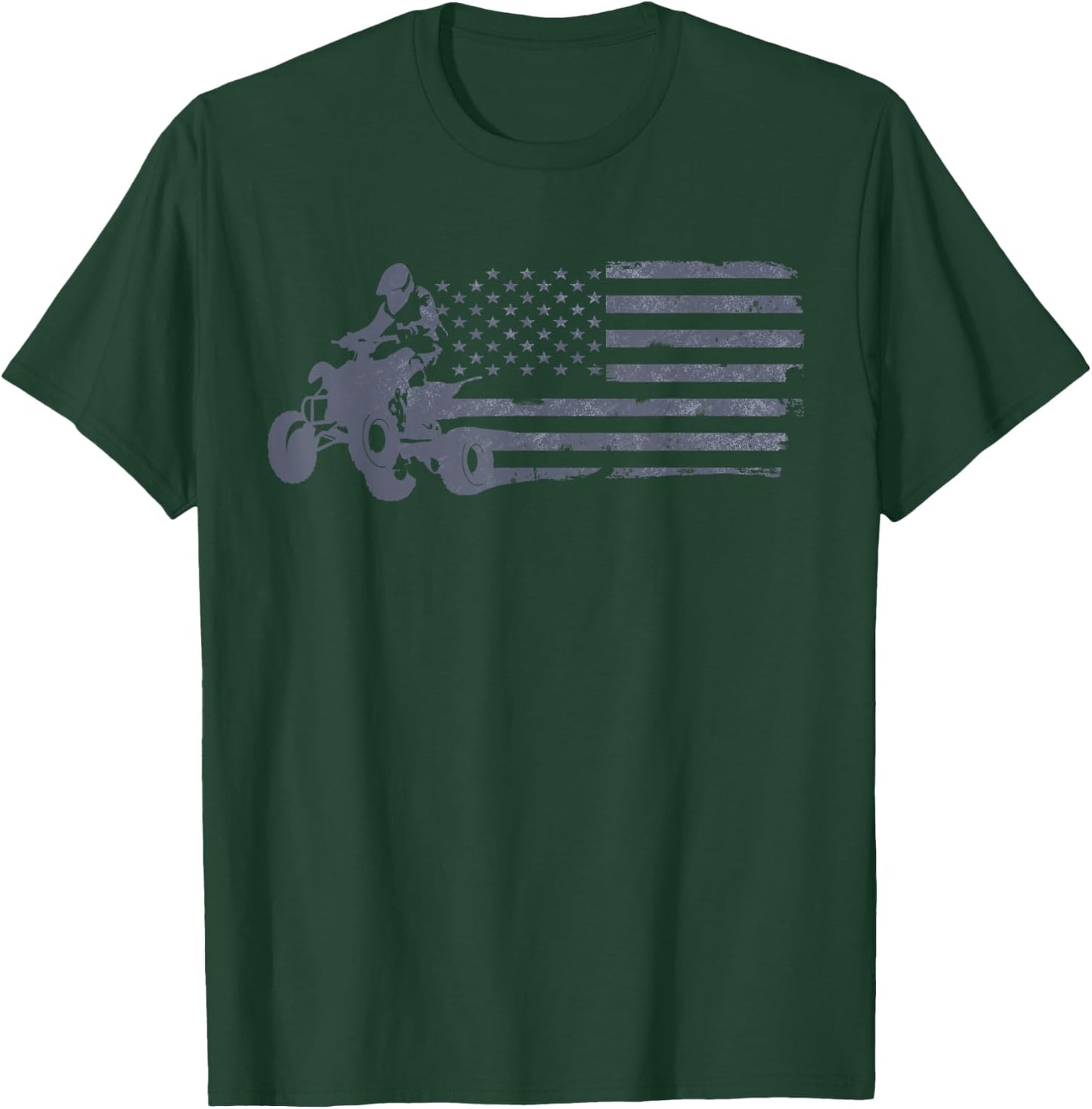 ATV Quad Four Wheeler Bike Rider American Flag Distressed T-Shirt - T-Shirt | Forest