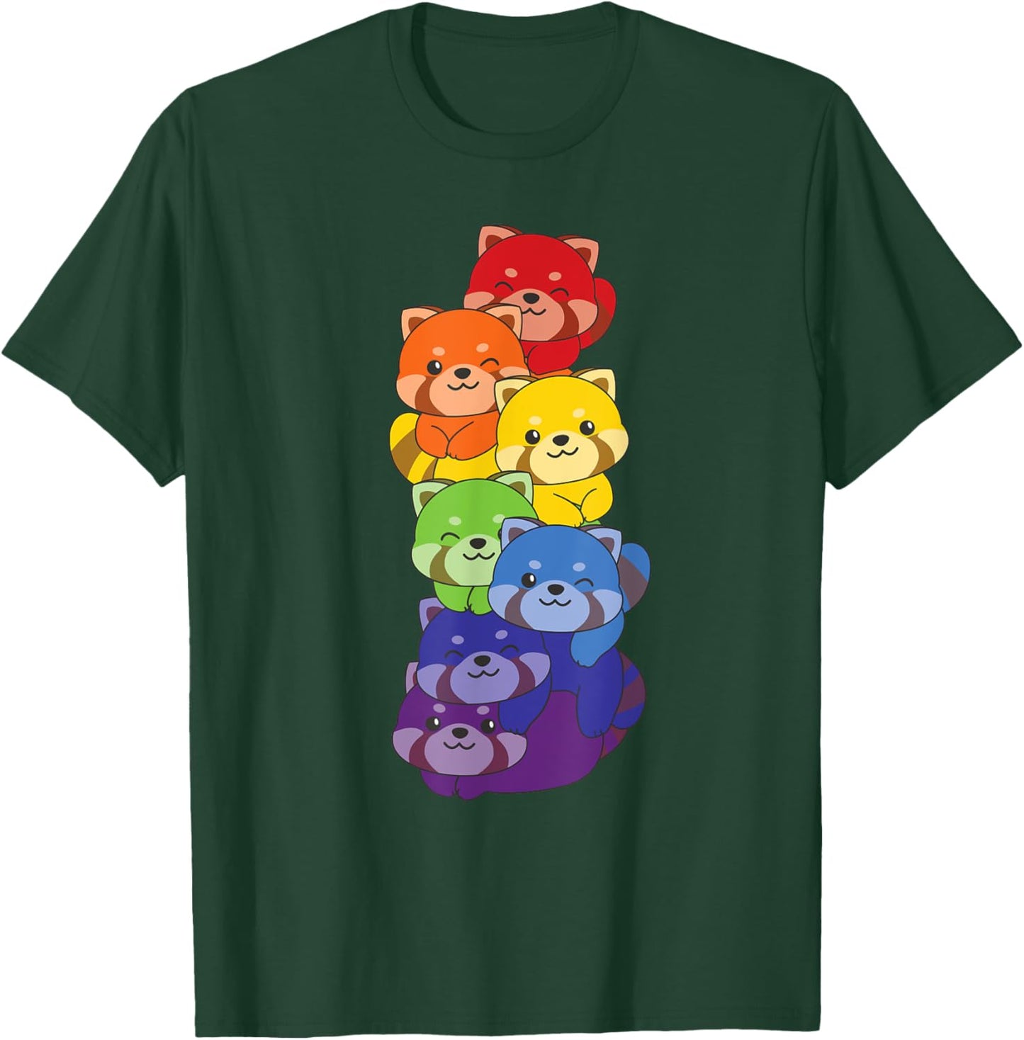 Rainbow Red Pandas Cute Animals Colorful Red Panda T-Shirt - T-Shirt | Forest