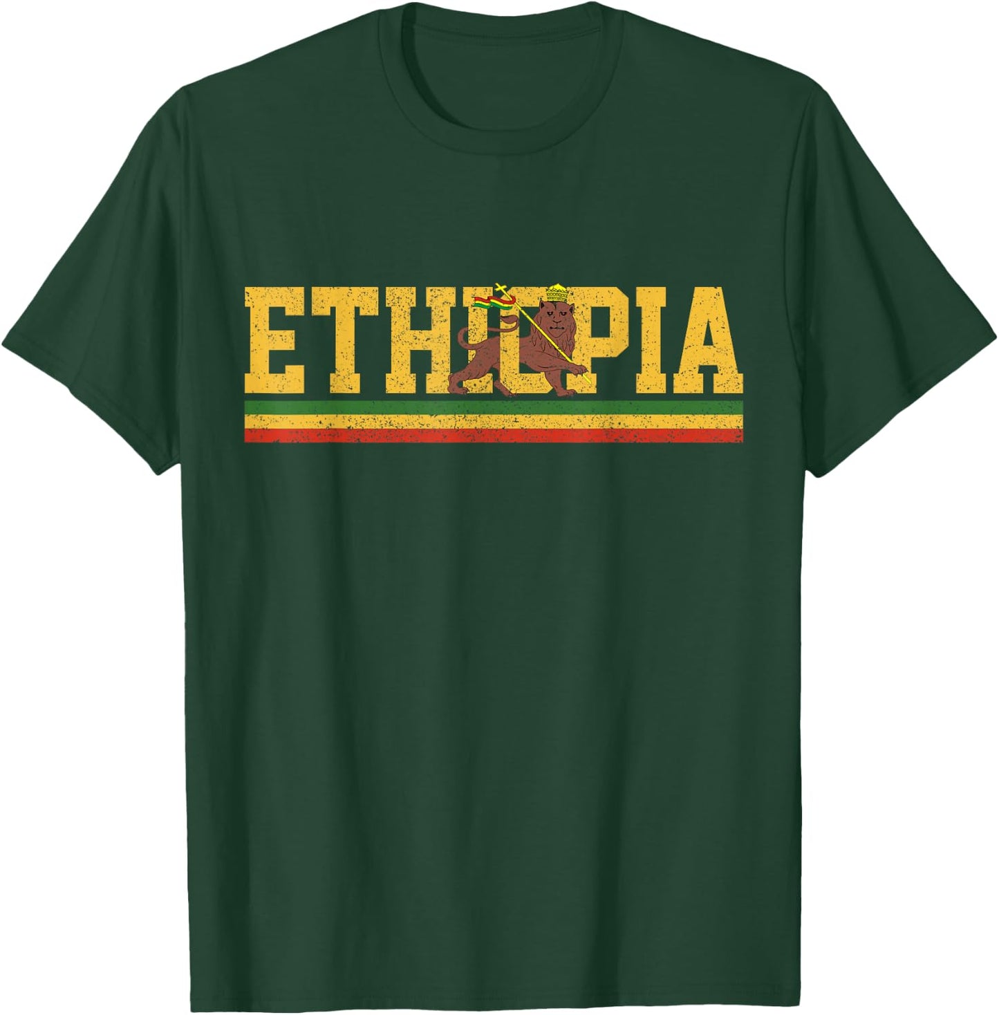 Ethiopia - Lion Judah Flag Rastafari African Rasta T-Shirt - T-Shirt | Forest