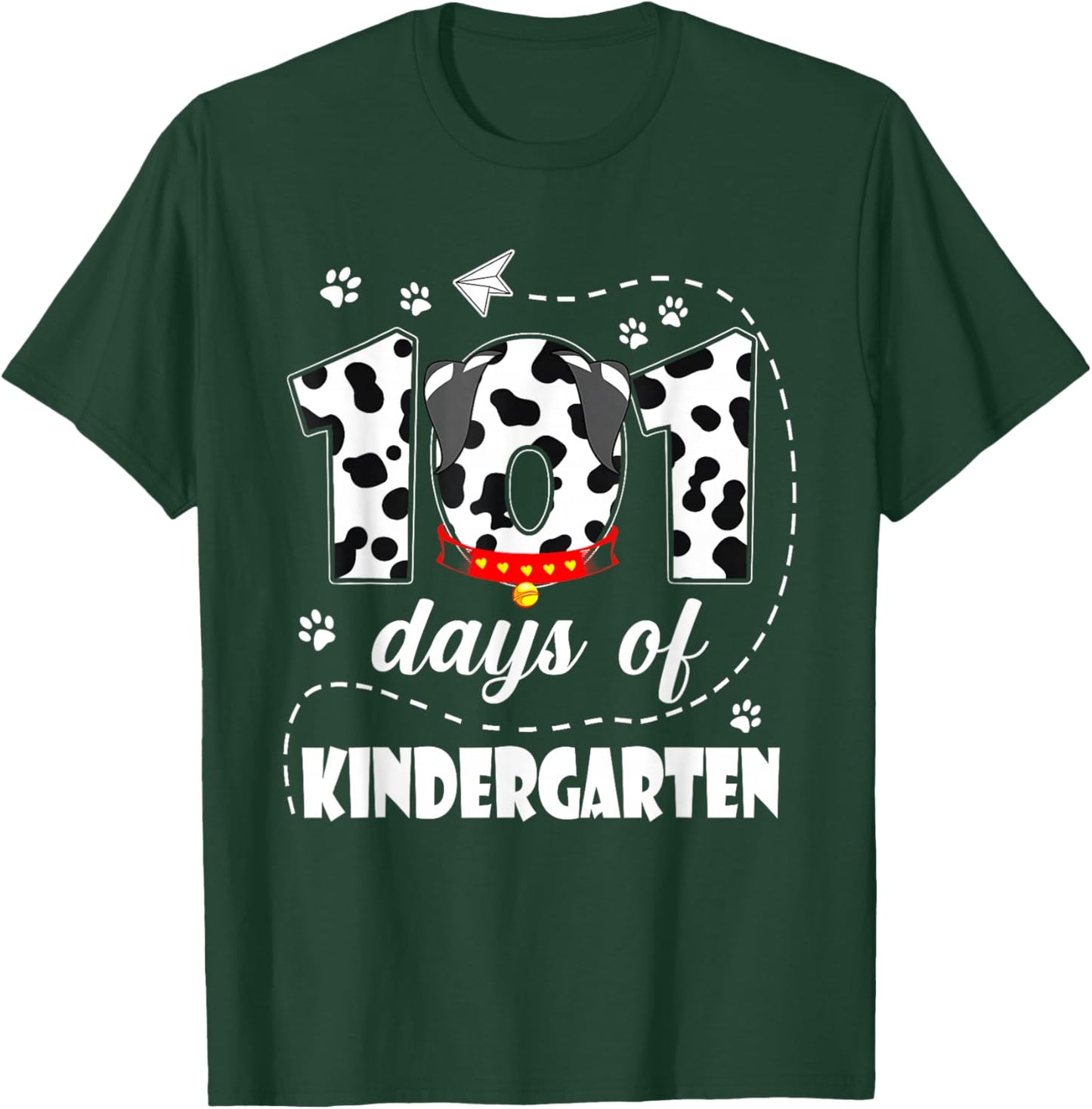 101 Days Kindergarten School 100 Days Dog 100th Day Students T-Shirt - T-Shirt | Forest