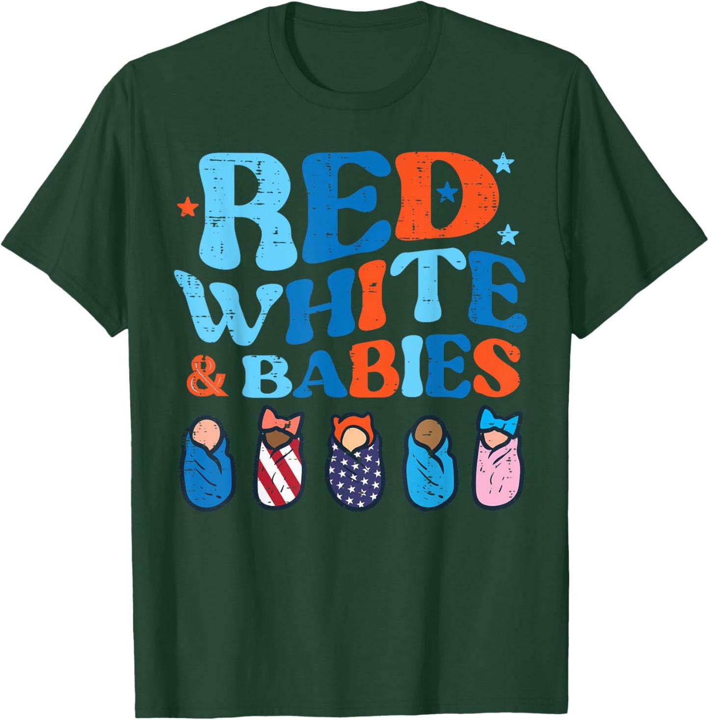4th July Nicu Nurse Red White Babies Patriot Scrub Top Women T-Shirt - T-Shirt | Forest
