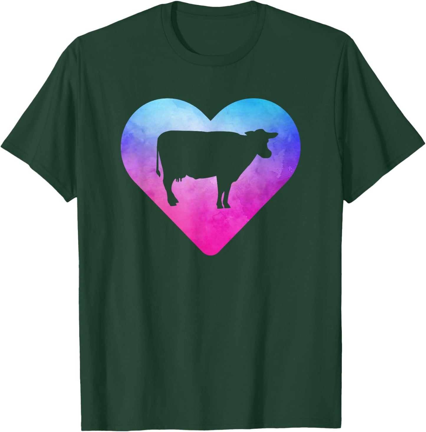 Women or Girls Cow T-Shirt - T-Shirt | Forest