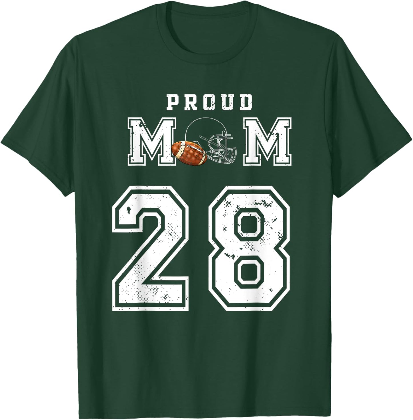 Custom Proud Football Mom Number 28 Personalized T-Shirt - T-Shirt | Forest