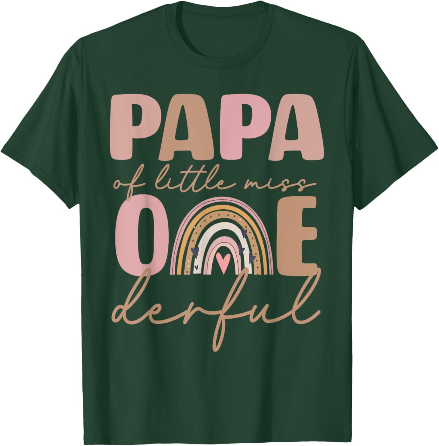 Papa of Little Miss Onederful First Birthday Boho Rainbow T-Shirt - T-Shirt | Forest