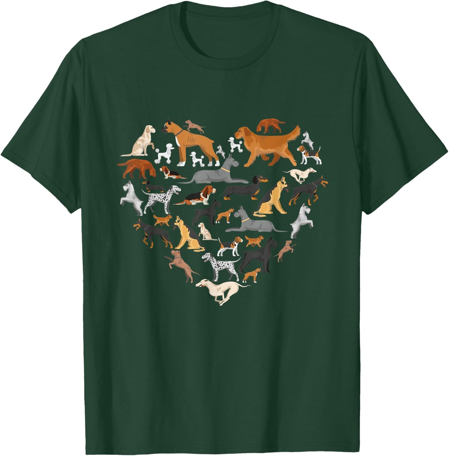 type of dogs lover heart Pet dog Parent Paw print men women T-Shirt - T-Shirt | Forest