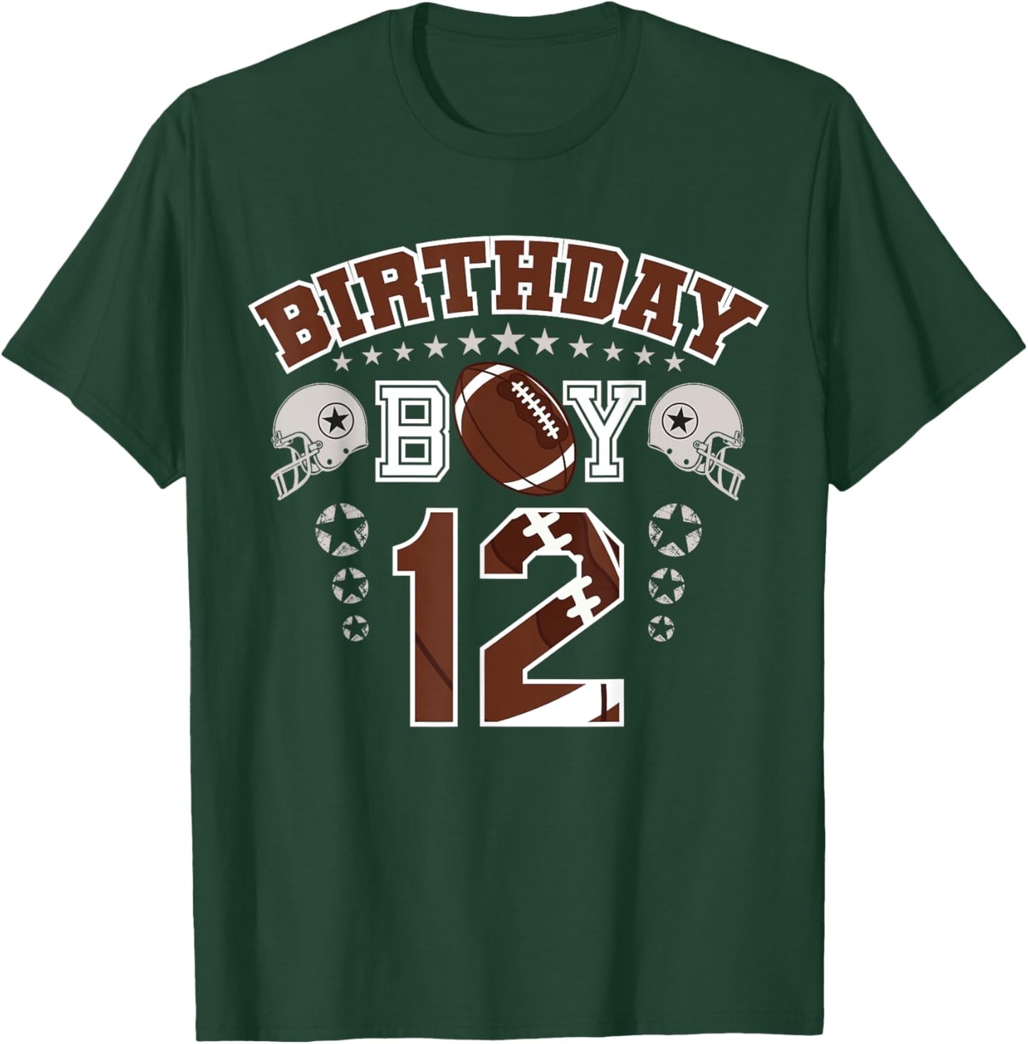 12th Birthday Boy Football Player 12 Year Old B-Day Matching T-Shirt - T-Shirt | Forest