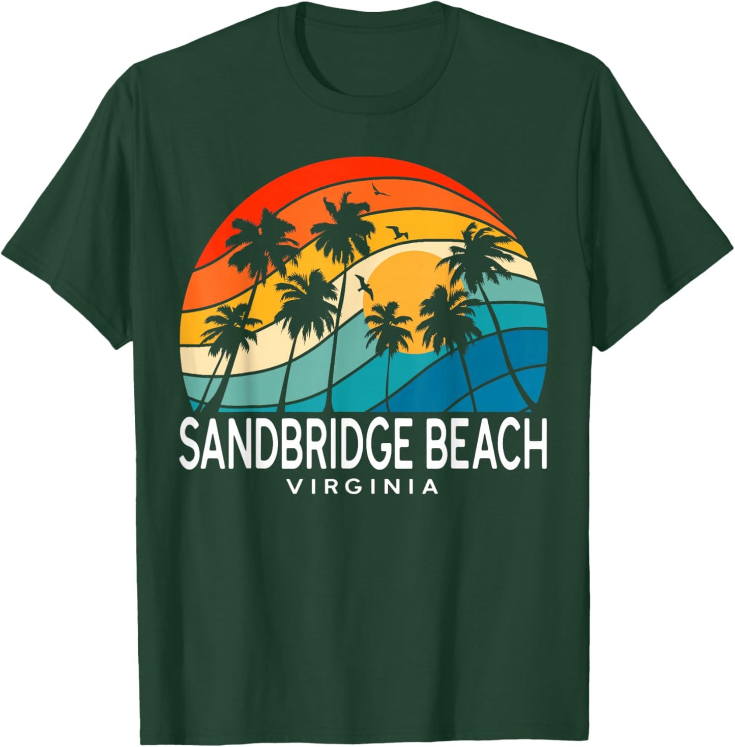Sandbridge Beach Virginia Palm Tree Tropical Beach Souvenir T-Shirt - T-Shirt | Forest