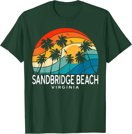 Sandbridge Beach Virginia Palm Tree Tropical Beach Souvenir T-Shirt - T-Shirt | Forest