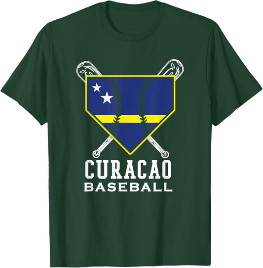 Curacao Baseball Team Pride Caribbean Baseball for Curaçaoan T-Shirt - T-Shirt | Forest