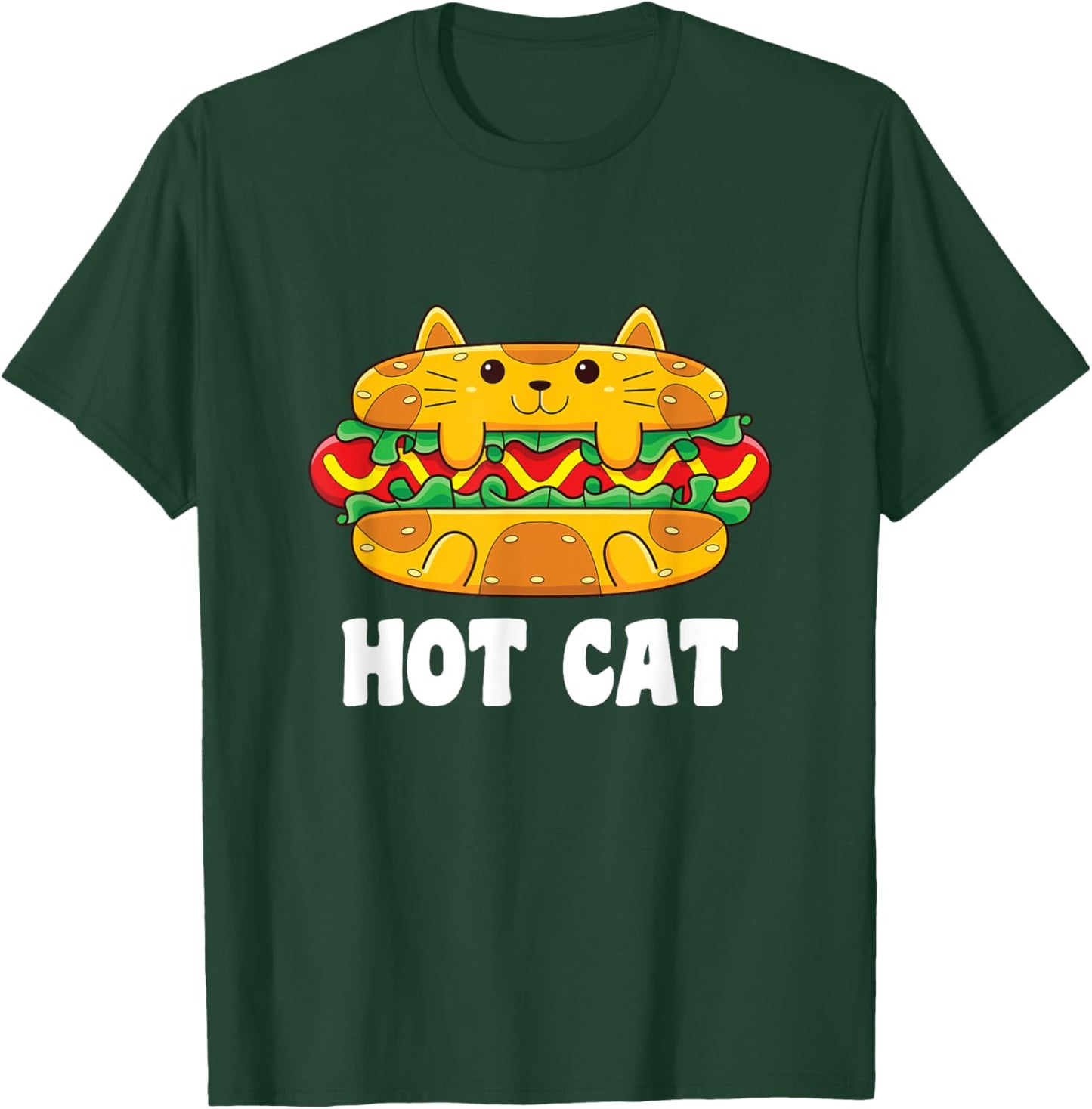 Funny Hot Dog Cat Women Kids T-Shirt - T-Shirt | Forest