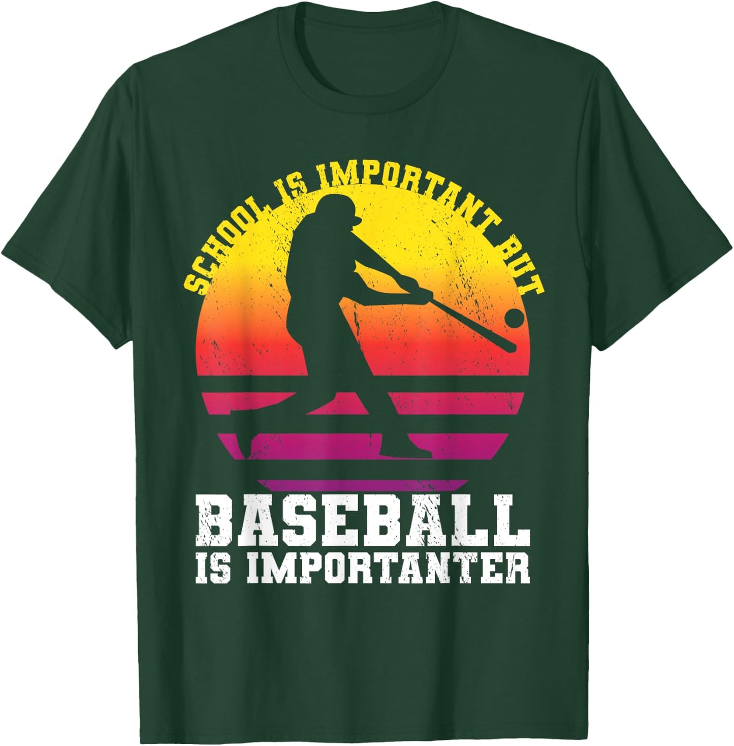 School Is Important But Baseball Is Importanter Youth Sunset T-Shirt - T-Shirt | Forest