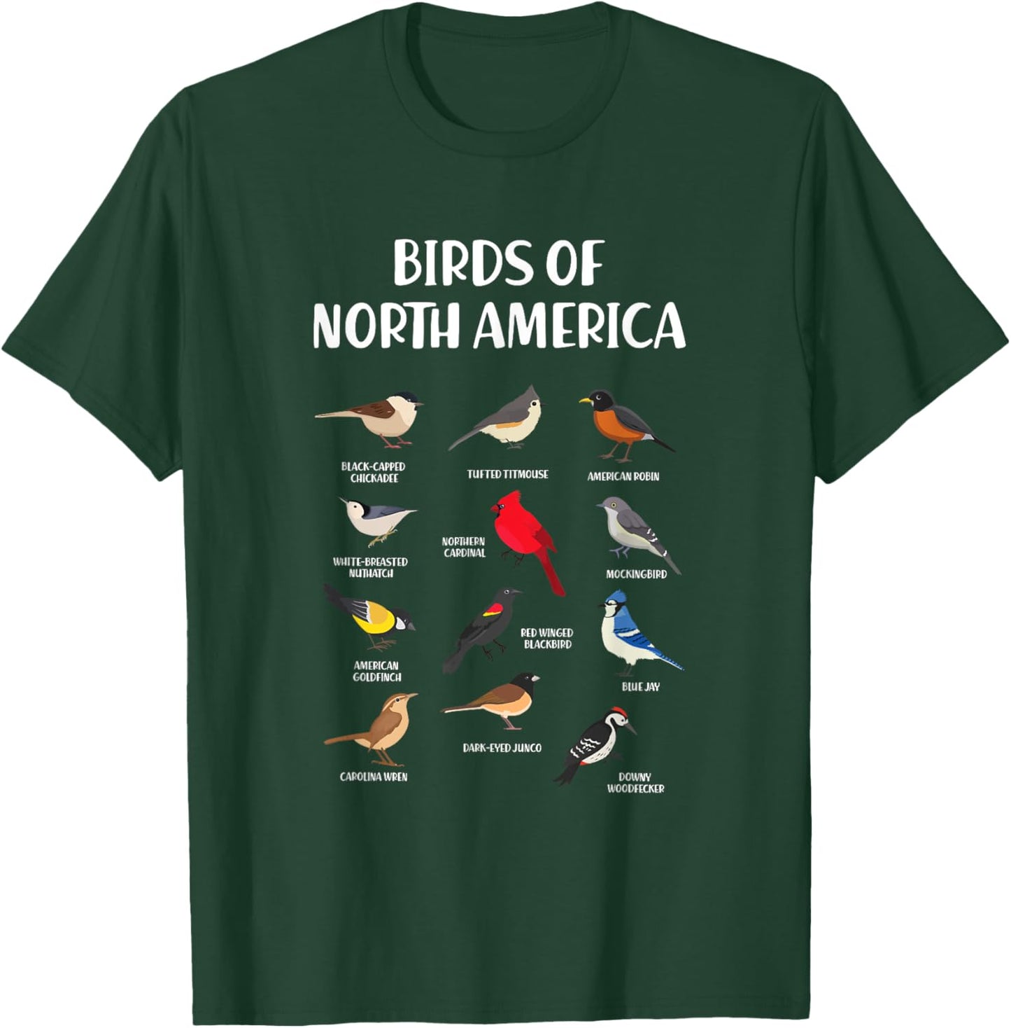 Birds Species North America USA Ornithologist Gift Bird T-Shirt - T-Shirt | Forest