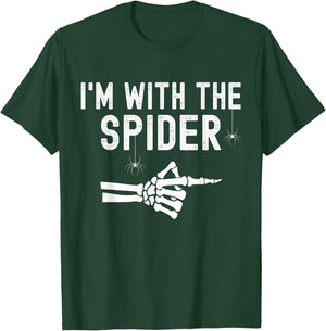 I'm With Spider Funny Skeleton Halloween Couples Matching T-Shirt - T-Shirt | Forest