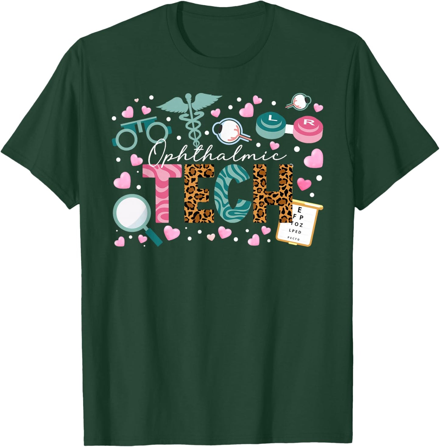 Ophthalmic Tech Leopard Ophthalmology Technician T-Shirt - T-Shirt | Forest