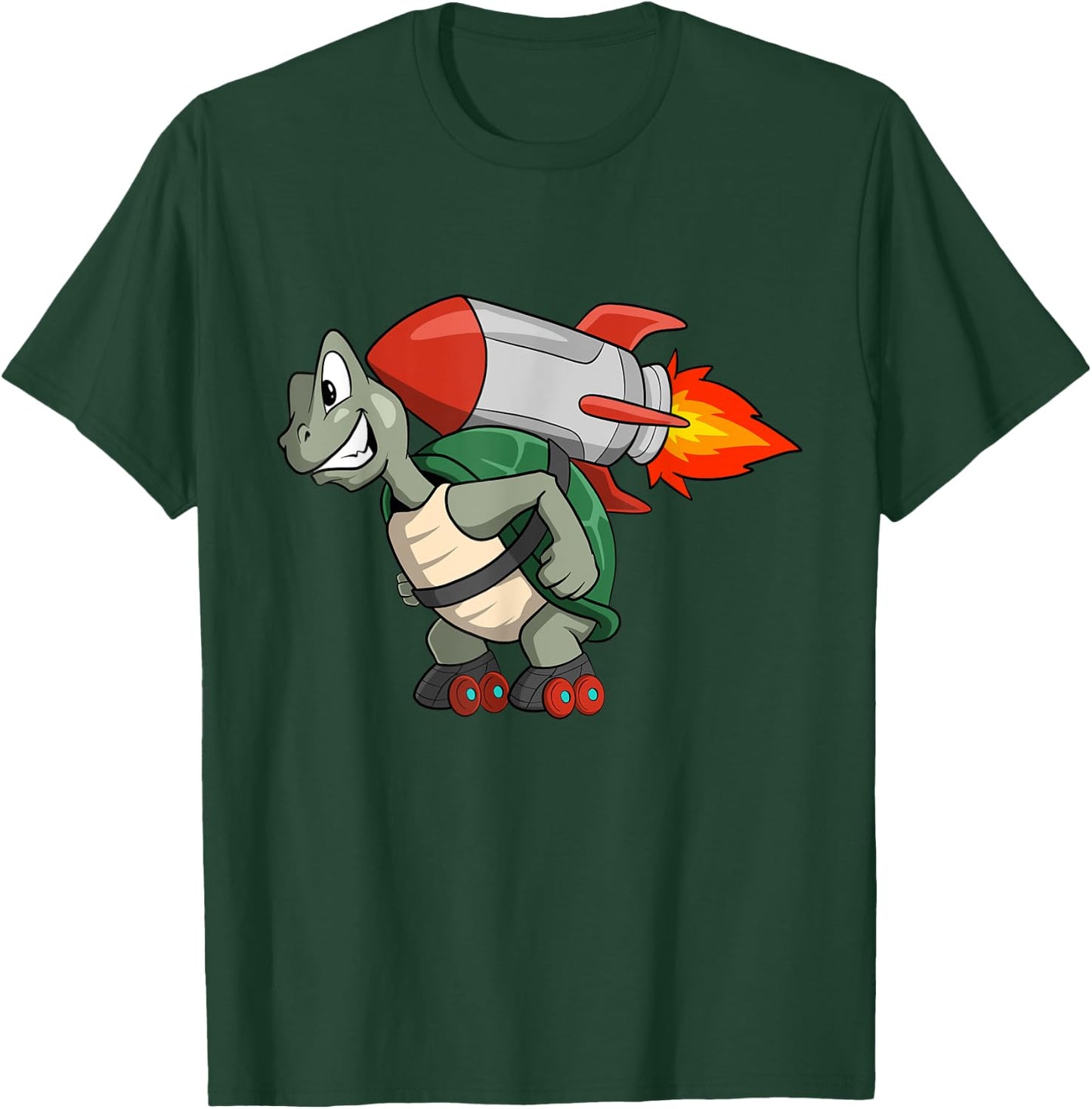 Cute turtle with roller skate and rocket pack T-Shirt - T-Shirt | Forest