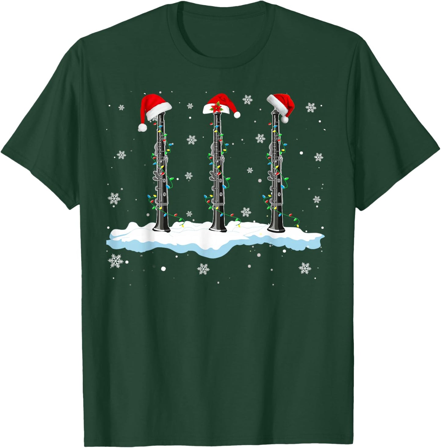 Santa Oboe Christmas Lights Funny Oboe Lover Gifts T-Shirt - T-Shirt | Forest