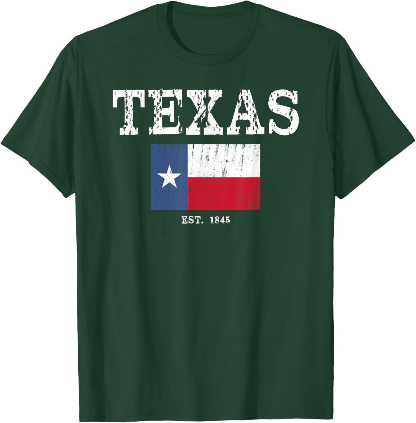 Texas State Map Flag Distressed T-Shirt - T-Shirt | Forest