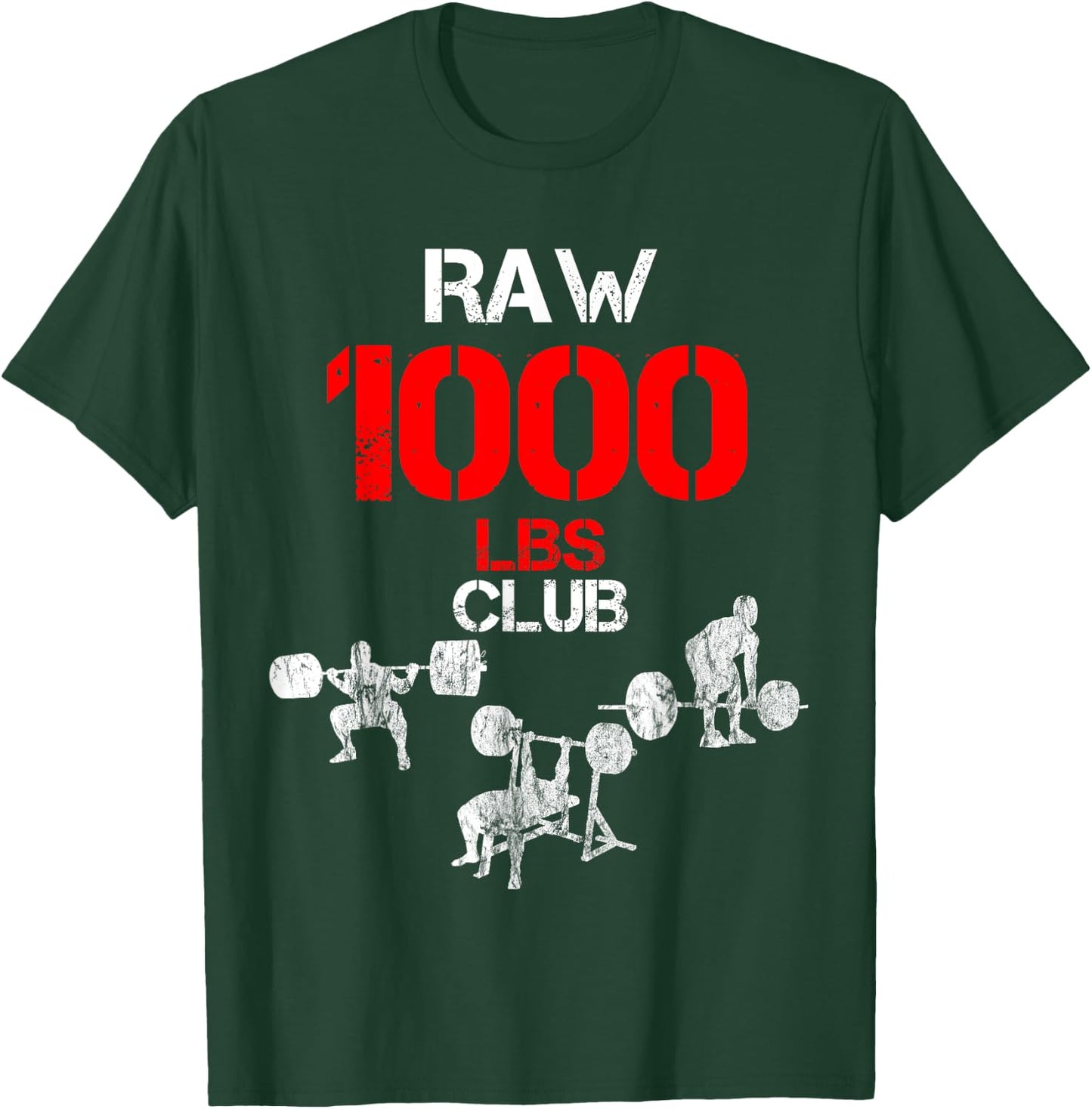 Gym Training FH 1000 Pound Club Member - Men's Adult Black Cotton Polyester Modern Lightweight Classic Fit Short Sleeve T-Shirt - T-Shirt | Forest