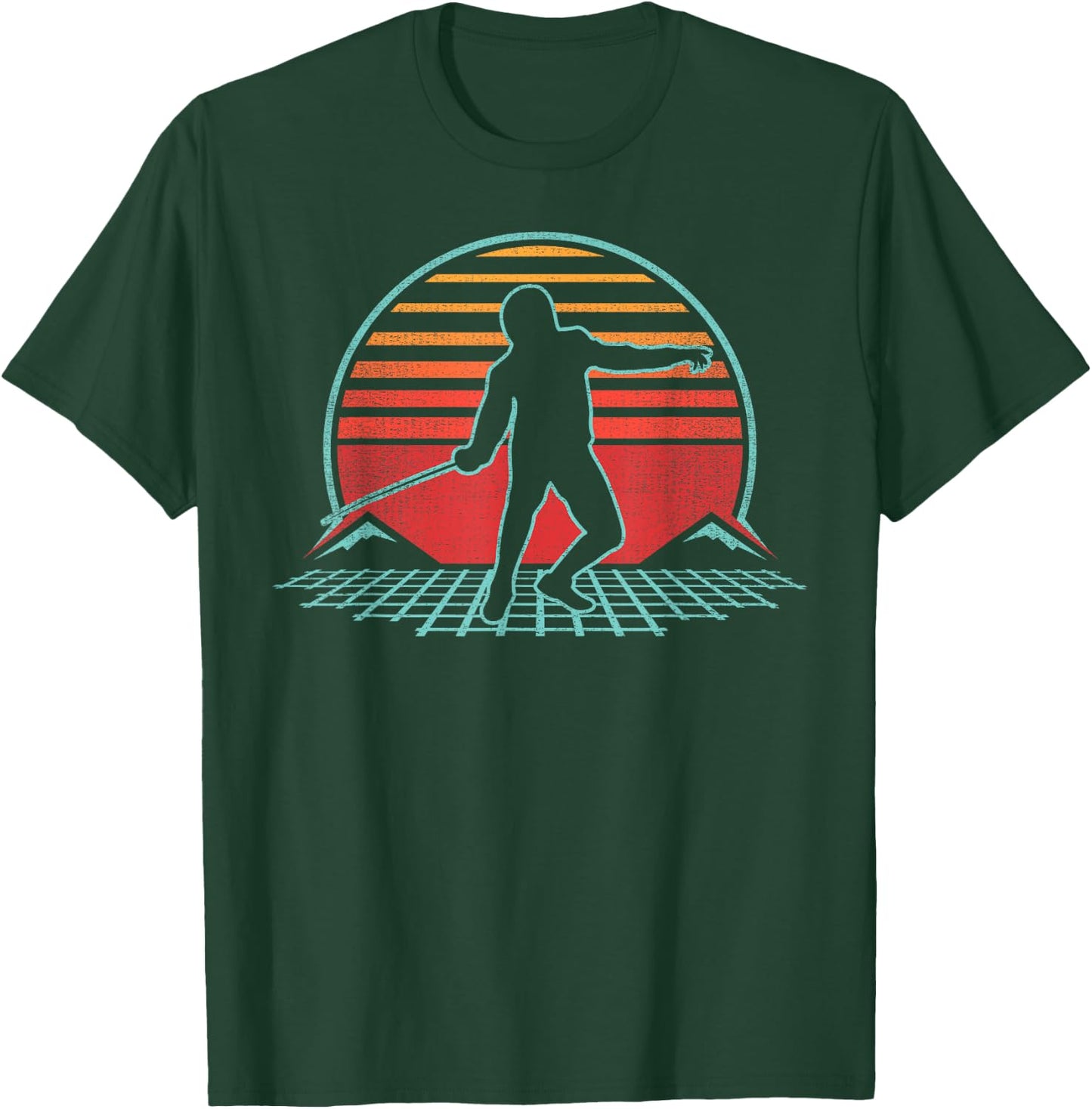 Fencing Retro Vintage 80s Style Fencer Gift T-Shirt - T-Shirt | Forest