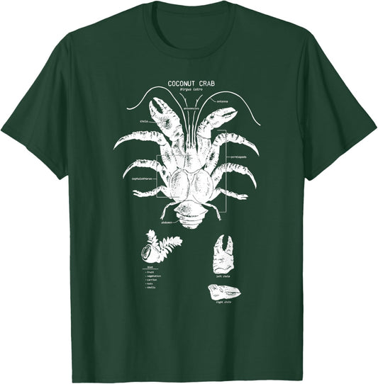 Coconut Crab Anatomy Marine Biology Cute Sea Animal Ocean T-Shirt - T-Shirt | Forest