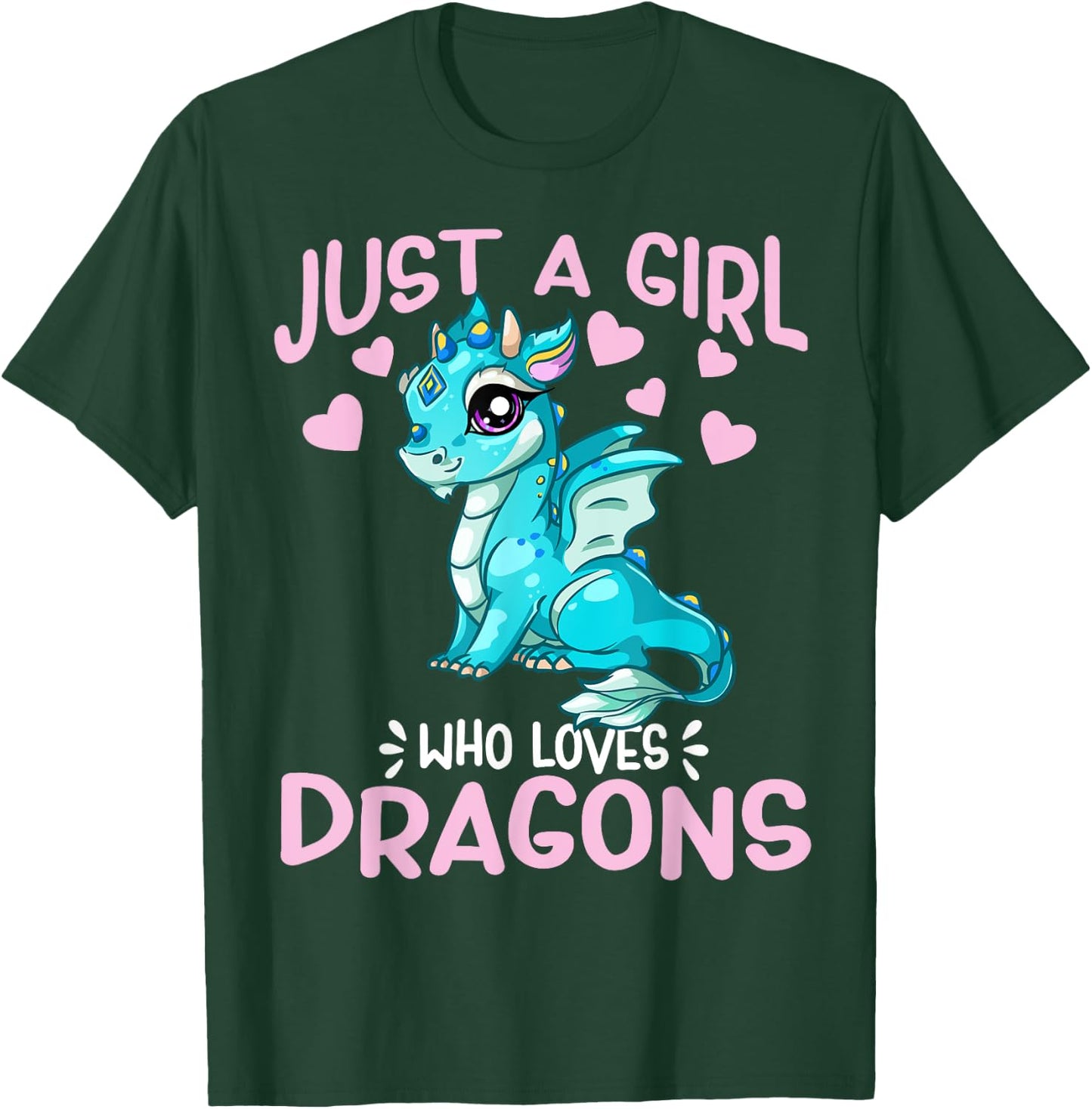 Just A Girl Who Loves Dragons Cute Anime Kawaii Dragon Gift T-Shirt - T-Shirt | Forest