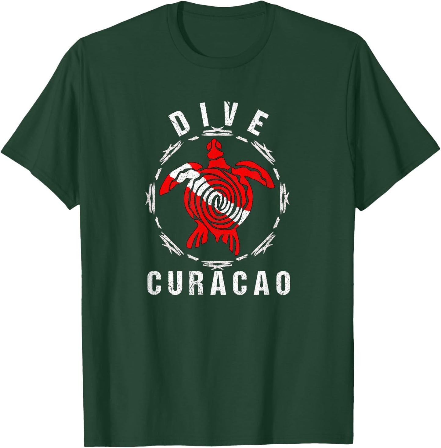 Dive Curacao Shirt Vintage Tribal Turtle Gift T-Shirt - T-Shirt | Forest
