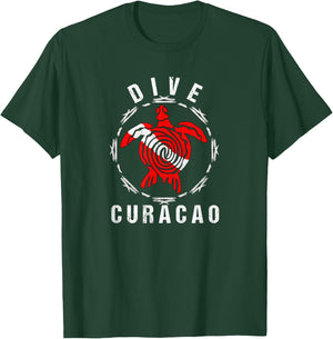 Dive Curacao Shirt Vintage Tribal Turtle Gift T-Shirt - T-Shirt | Forest