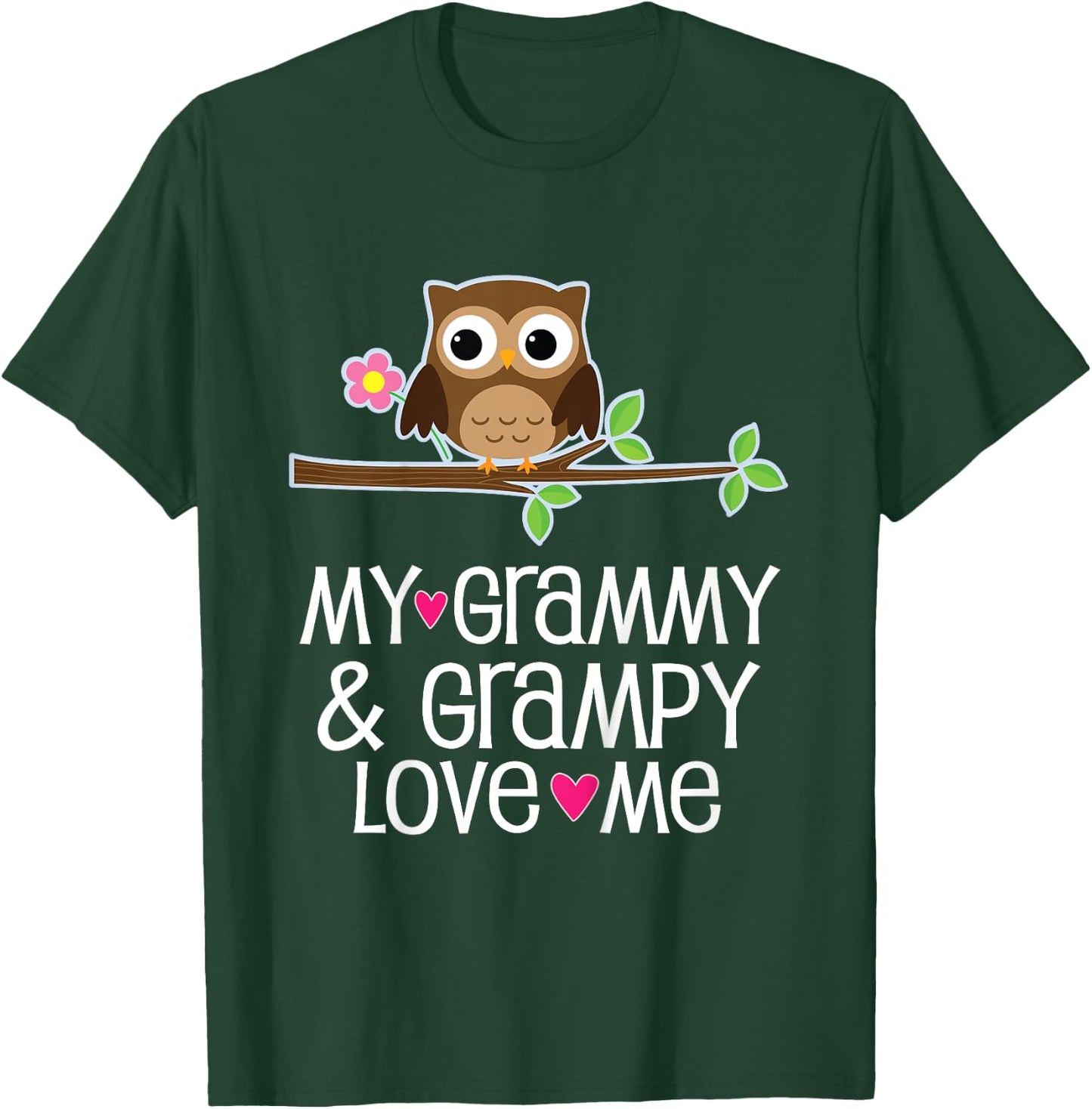 Kids My Grammy and Grampy Love Me Owl T-Shirt - T-Shirt | Forest