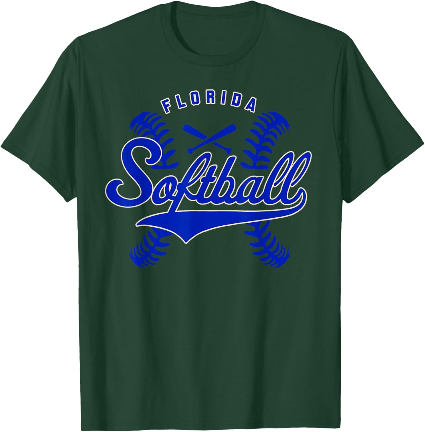 Florida Softball Vintage Kids Team Retro Softball Fan T-Shirt - T-Shirt | Forest
