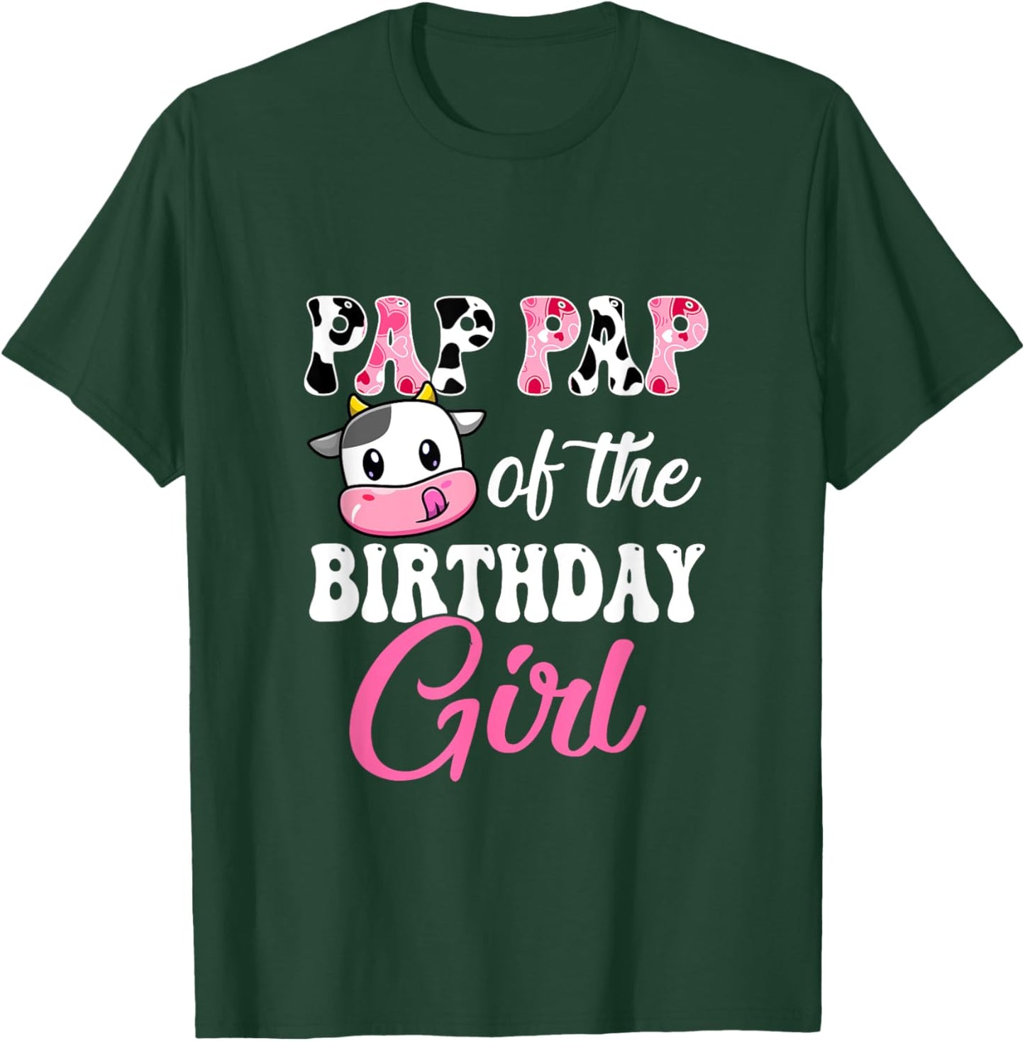 Pap Pap Of The Birthday Girl Farm Cow 1St Birthday Girl T-Shirt - T-Shirt | Forest